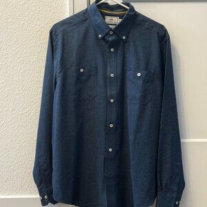 Southern Tide Button-Down Chambray Shirt – Navy Blue – Men’s M